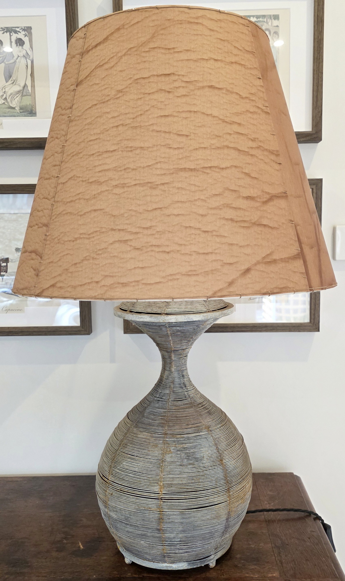 A Woven-Wire Table Lamp